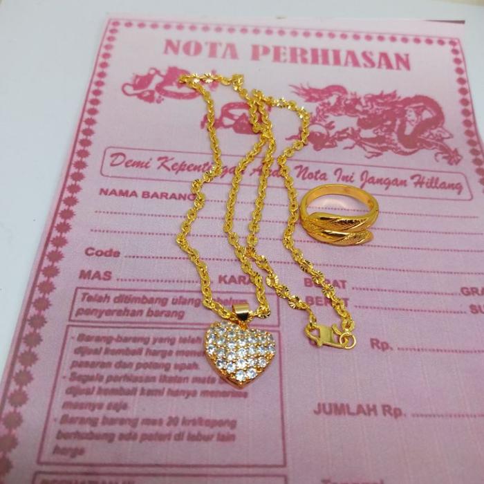 Kalung Emas 3 gram kadar 88.9  Kalung emas muda bonus cincin Anti luntur anti karat kalung titanium 