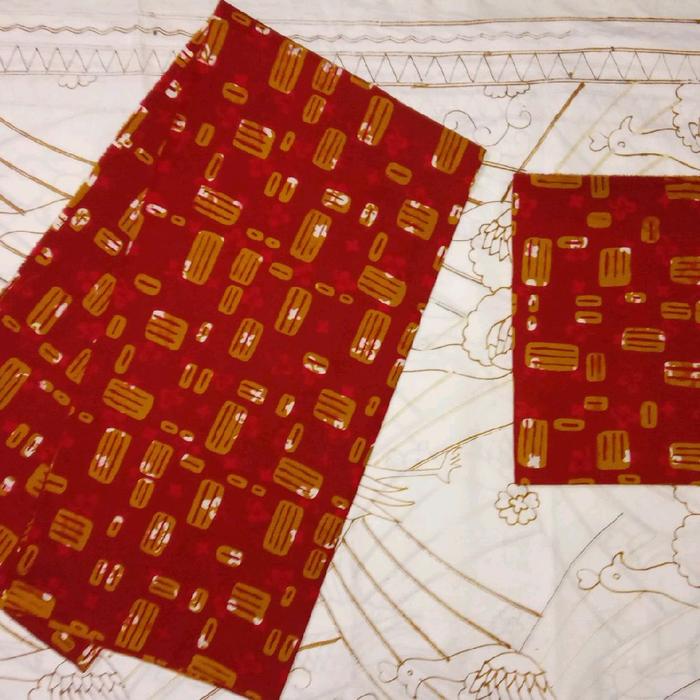 Kain Batik Cap 2 Warna Motif Alang Alang Merah