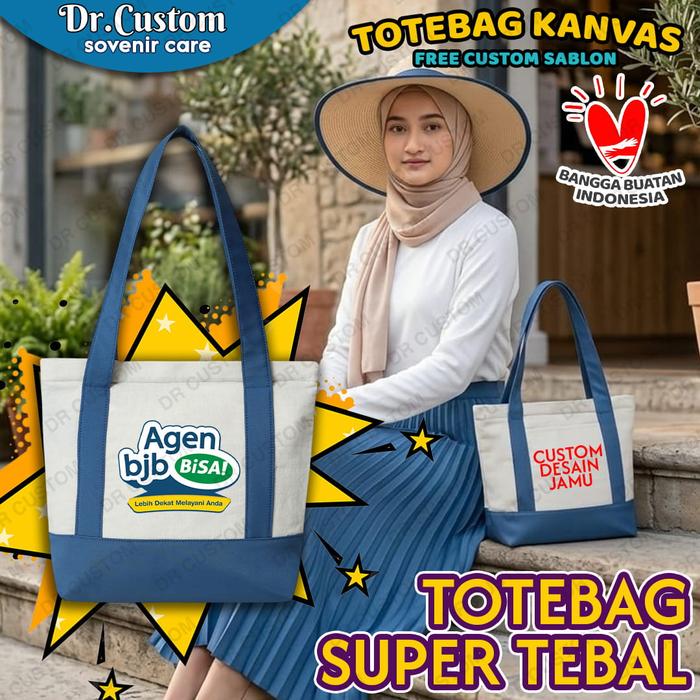 DR CUSTOM - TOTEBAG KANVAS TEBAL - GODYBAG KANVAS CUSTOM SABLON - TOTEBAG KANVAS SEMINAR - SOVENIR T