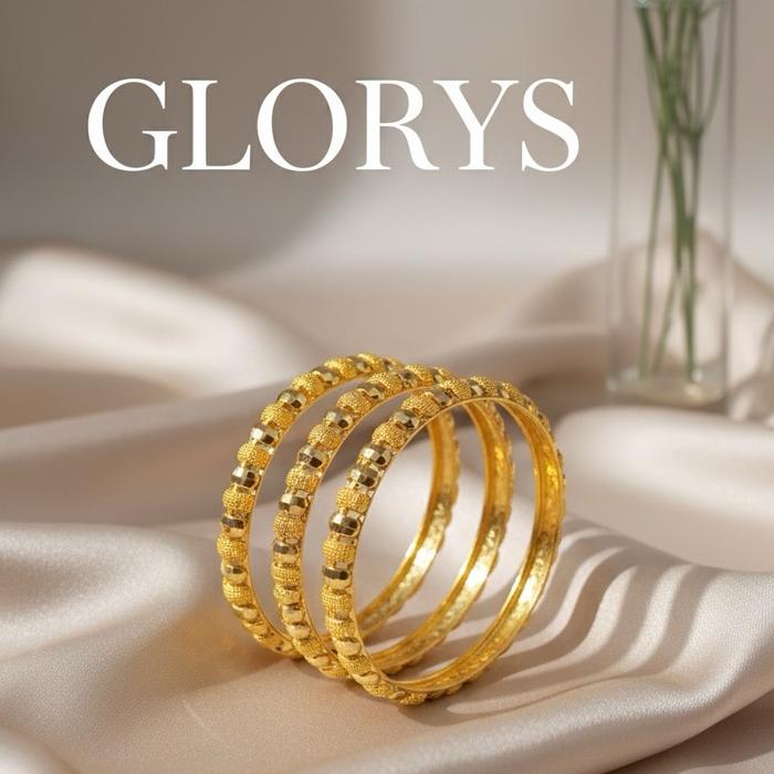 Glorys Jewellery ~ Gelang Keroncong Ketumbar Bolong Ukir Dove Mewah Besar Isi 3Pcs Tembaga Cooper Al