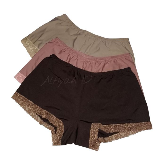 Celana Hotpants Wanita Renda Motif Polos Bahan Spandek High Quality Adem Lembut Nyaman Size M L XL X