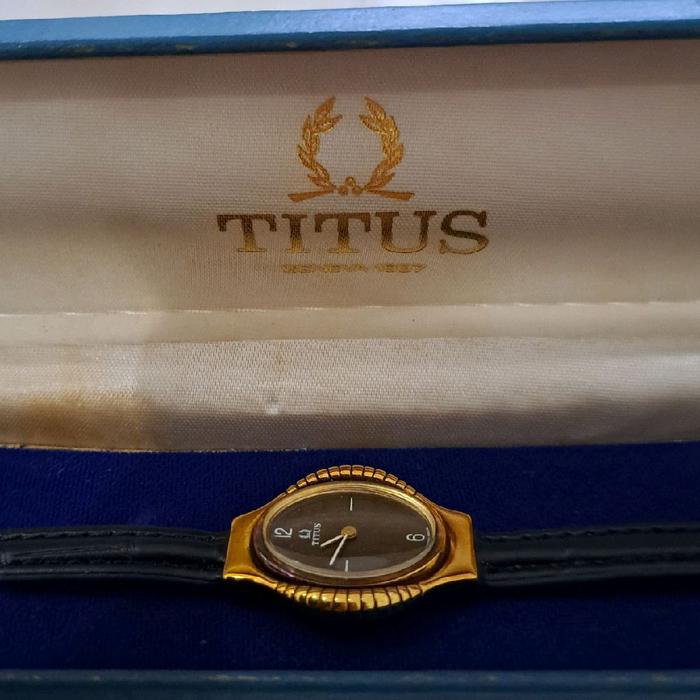 jam tangan titus artdeco cobra head 18k gold plated swiss manual wind automatic baru stok lama nos f
