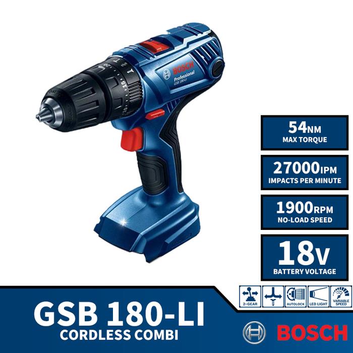 BOSCH GSB 180-LI Obeng Elektrik Alat Daya Lithium 18V Driver Bor