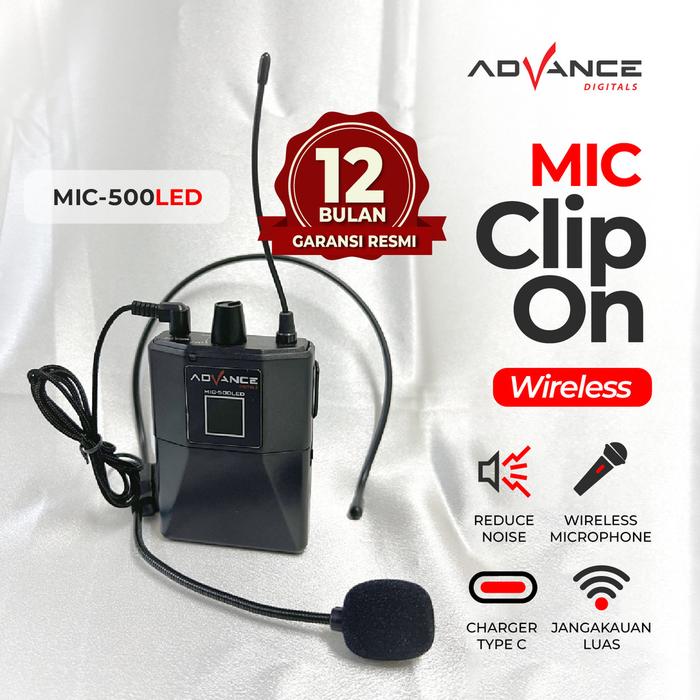 【Barang Update】Advance Mic 500 LED Mic Bando Wireless Mic Clip On / Mik Salon Mikrofon Eksternal