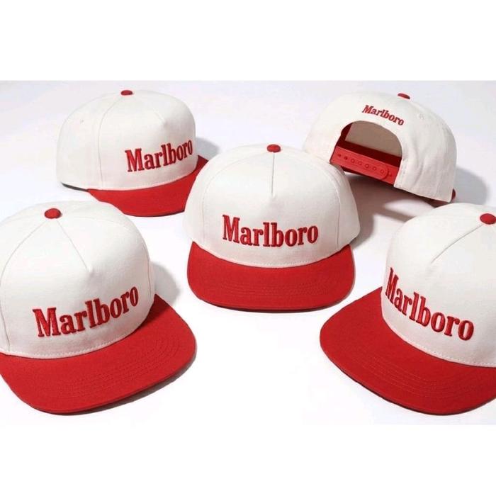 Marlboro Topi Snapback Bordir Classic Vintage Warna Merah Bahan Twill Tahan Lama Mudah Dibersihkan G