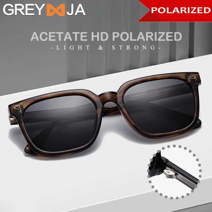 TERBAIK Grey Jack Kacamata Hitam Sunglasses Polarized Anti Silau UV400 Model Kotak TR90+Acetate Fash