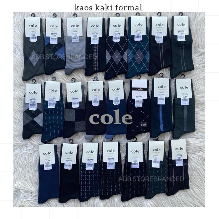 Kaos kaki pria formal kantor Cole Original polos motif panjang socks formal