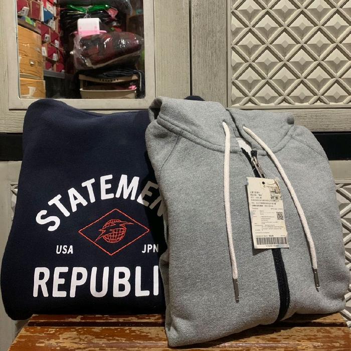 ORIGINAL HOODIE H&M ZIPPER GIORDANO STATEMENT REPUBLIC