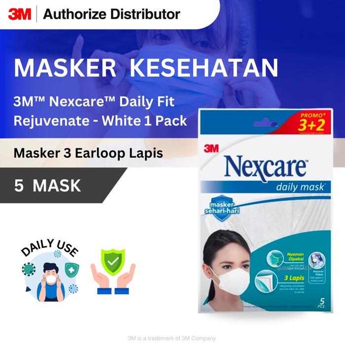 3M Masker Nexcare Daily FIT MASK PUTIH Rejuvenate - 1 Box isi 60 Masker