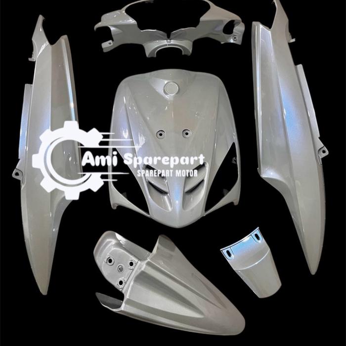 Cover body full halus Yamaha Mio sporty warna silver lembayung biru