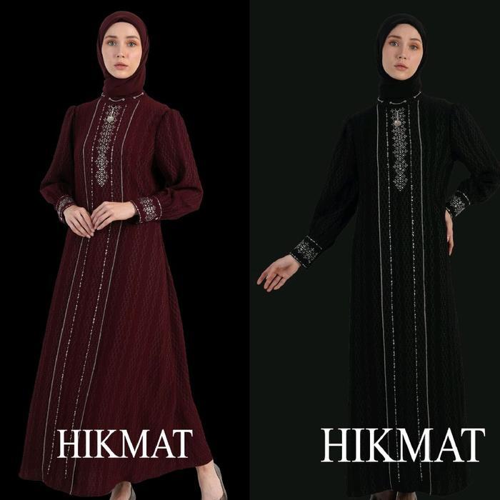 Abaya Hikmat Fashion D8245 Maroon & Black
