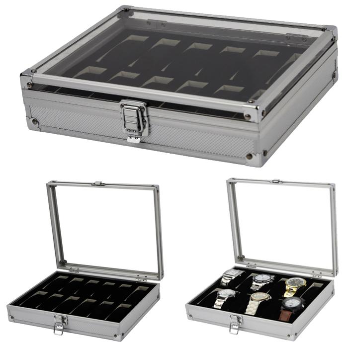 IHO 6/10/12/24Grids Aluminum Alloy Box For Watch Pick Up Watch Storage Display Box With Multiple Slo
