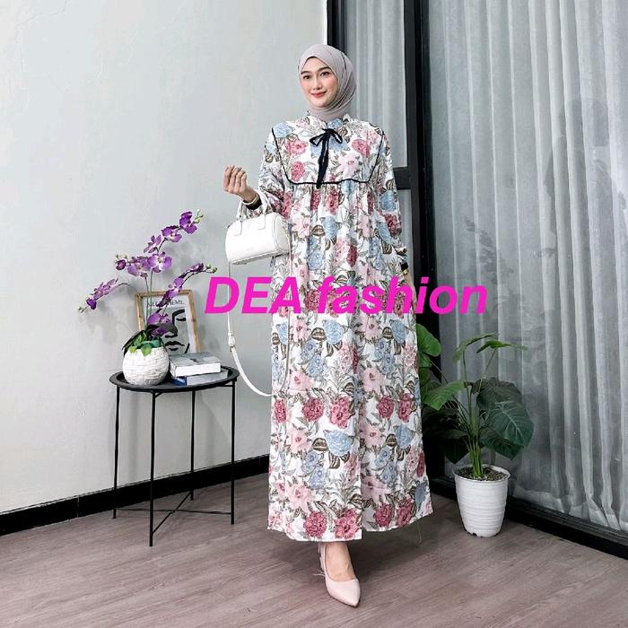 GAMIS PITA RAYON MOTIF BUNGA LENGAN PANJANG KEKINIAN/ GAMIS WANITA PITA RAYON JUMBO TERBARU MOTIF BU
