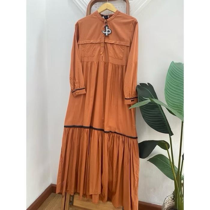 LULA DRESS TERACOTTA BY JOURNEY SCARVES katun poplin