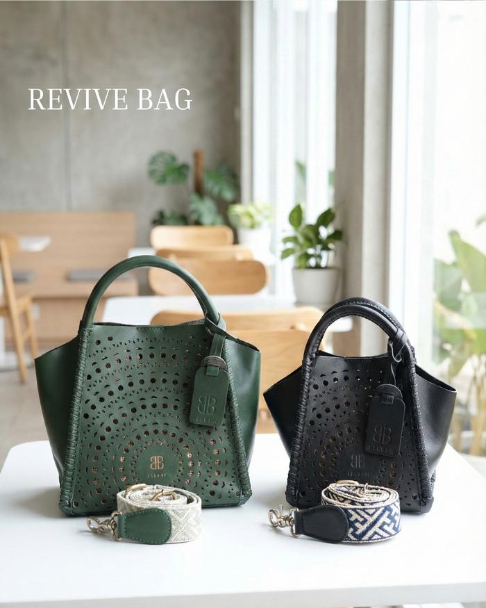 ABEKANI LEATHER Revive Bag Tas Wanita Kulit Asli Dengan Motif Perforated Tas Tangan Pouch Portable U