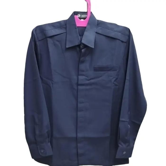 Baju Seragam Safari Paspampres 1stel Navy Panjang Bahan semi wol - Biru Dongker