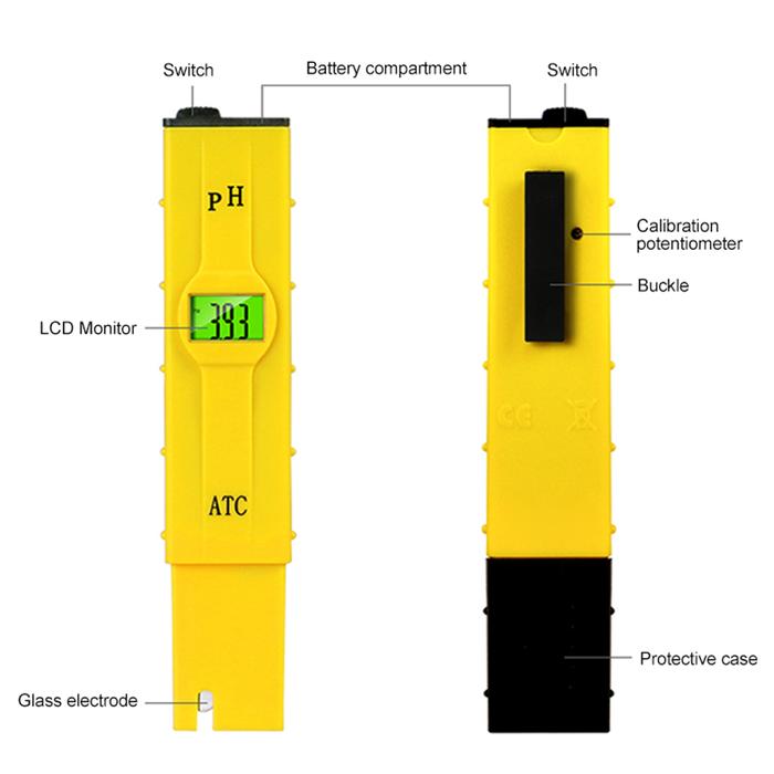 LCD Digital PH Meter Hidroponik Kolam Air Tester Pena Tes Pena Saku