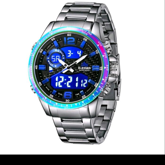 [BUY 1 GET 1 !!!] Jam Tangan Pria anti air DZINER 8306 DUALTIME full Stainless