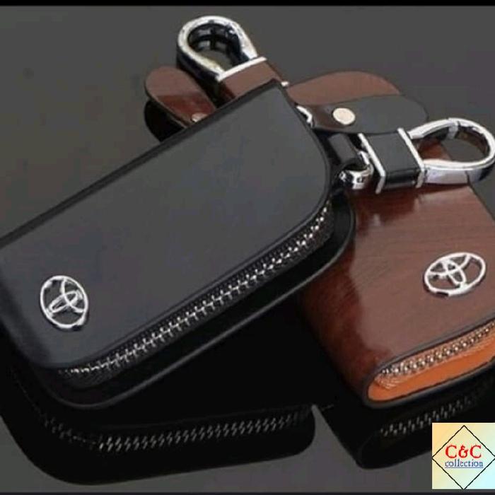 gantungan kunci mobil Toyota dompet kunci mobil Keyless kulit PU solid Dompet STNK