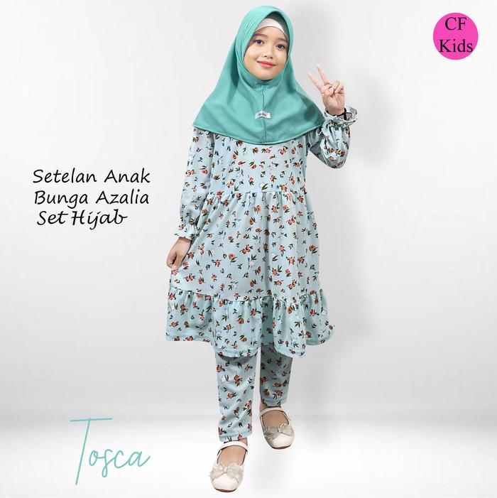 CF Kids Setelan Anak Motif Bunga Azalia Set Hijab - Setelan Khimar Adem