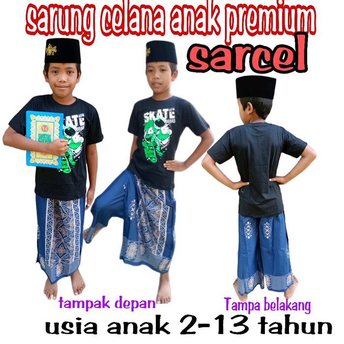 sarung celana anak laki laki sarcel instan usia 2-13tahun Batik Katun Motif Muslim Koko Setelan Baju