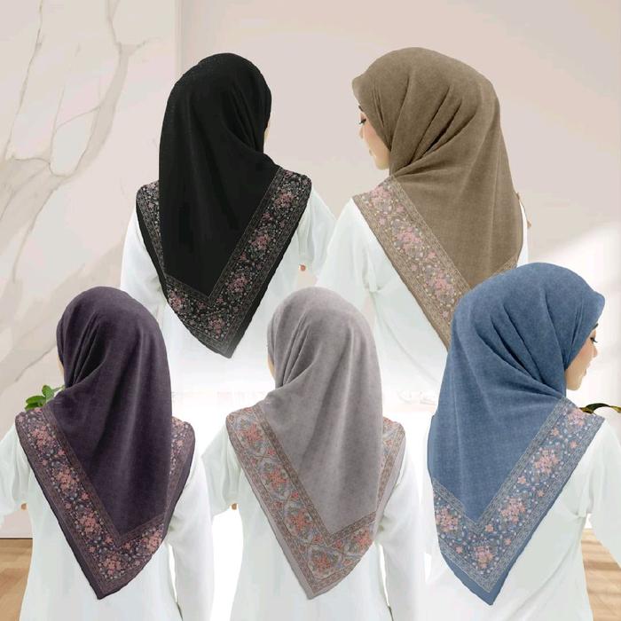 Deenay HIJAB SEGI EMPAT/VOAL/PREMIUM Bahan Voal Adem Finishing Lasercut Ukuran 110 cm x 110 cm Motif