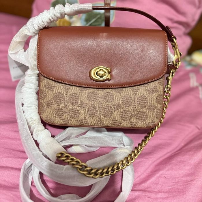 Coach cassie 19 sign tan caramel bags Wanita new