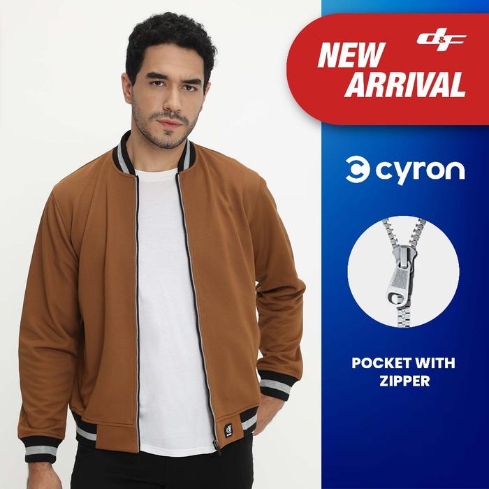 d&f CVC Jaket Bomber pria - Coklat