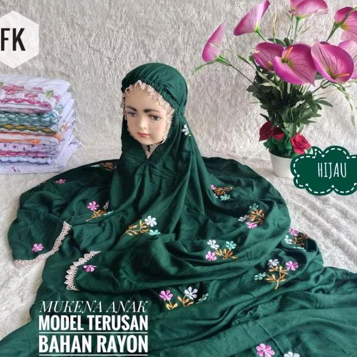 MUKENA ANAK MODEL TERUSAN BAHAN RAYON ADEM ESTIMASI KLS 345SD HARGA TERJANGKAU