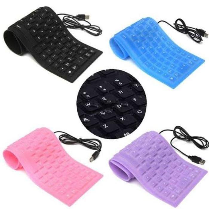 Keyboard Elastis Gulung Flexibel Lipat Anti Air Mini Eksternal External Eksternal USB Silikon
