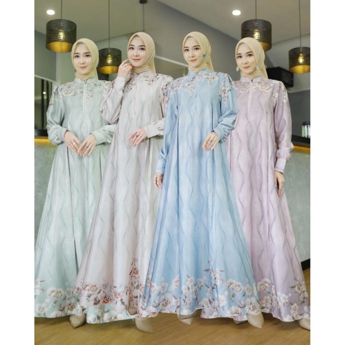 Az Zahra Gamis Dobby Silk Premium Motif Wanita Muslim Terbaru Jumbo dan Busui