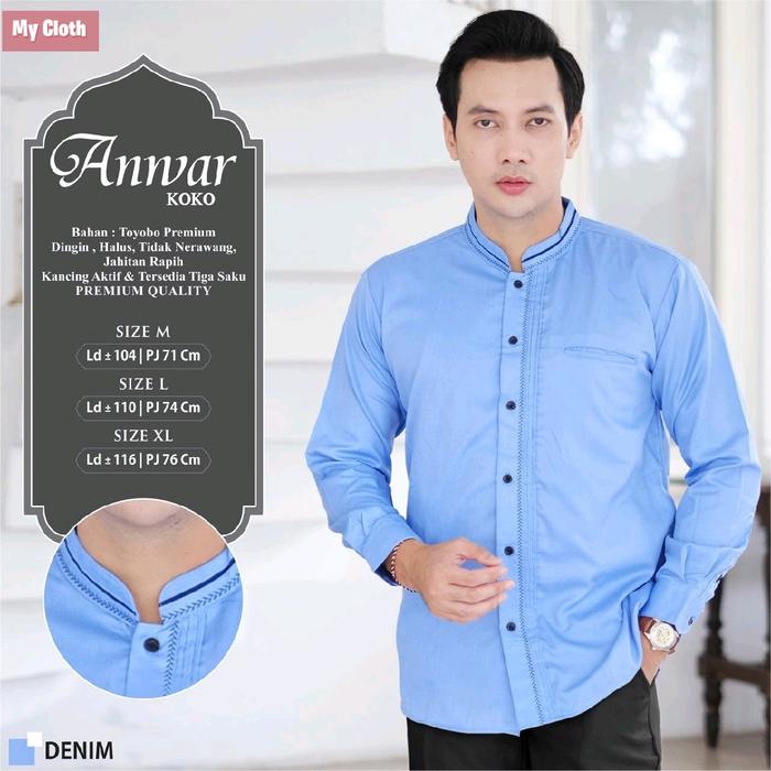 ANWAR KOKO TOYOBO ATASAN PRIA KEMEJA KOKO POLOS BY MYCLOTH