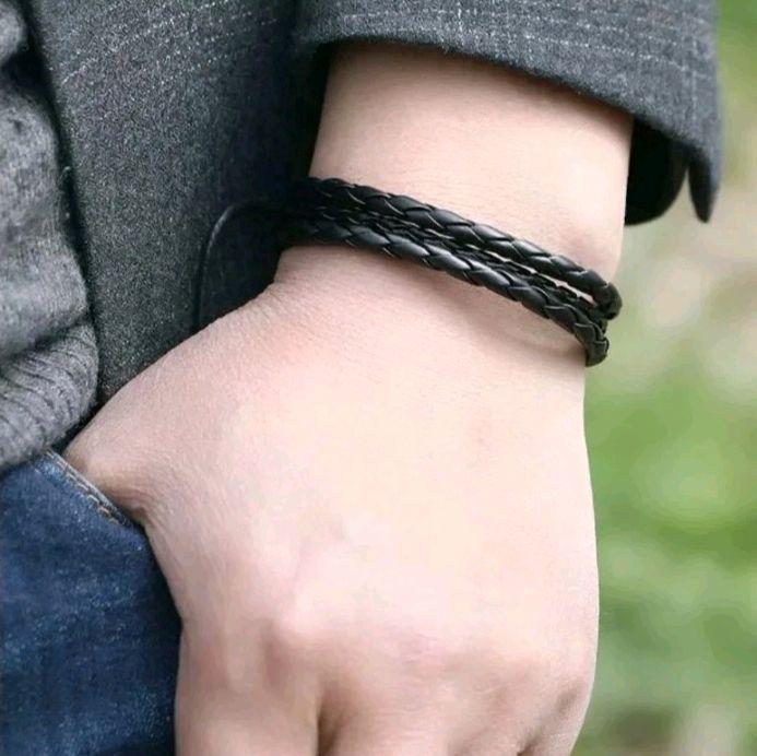 GELANG TALI HITAM PRIA WANITA /GELANG KULIT PRIA