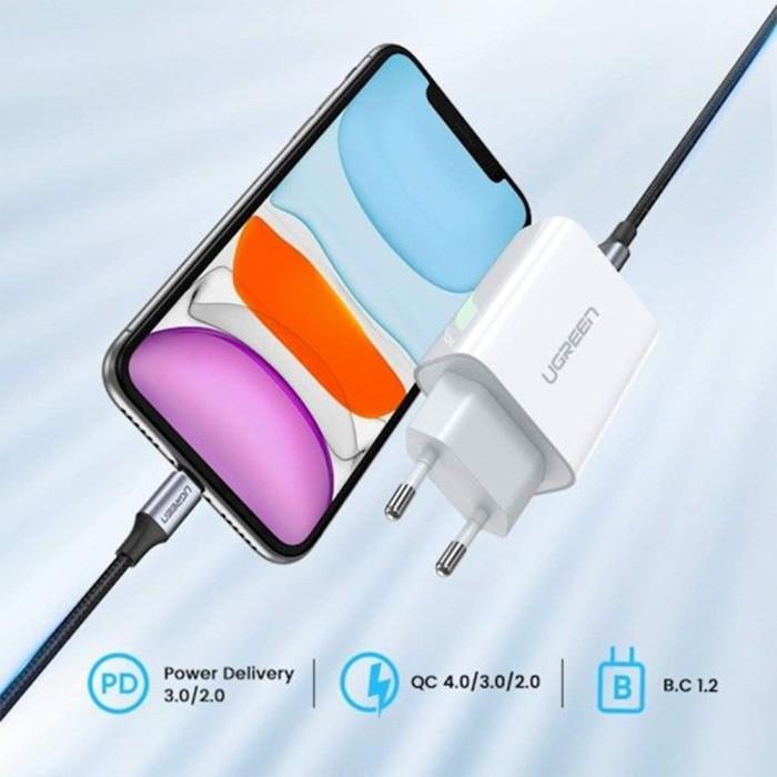 Terlaris Ugreen Cd137 Travel Charger Adaptor Iphone 20W Usb Type C Pd 3.0 Qc 4.0 - Garansi Resmi 24 