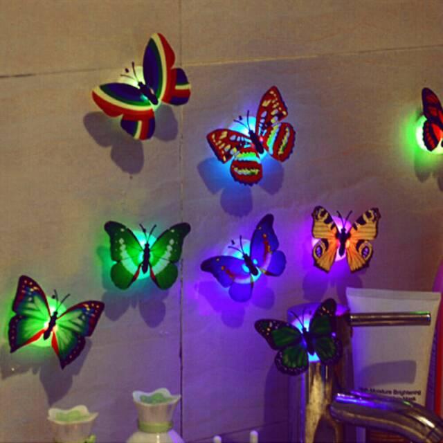 Lampu Tidur LED Dekorasi Kupu Kupu 3D Modern Minimalis
