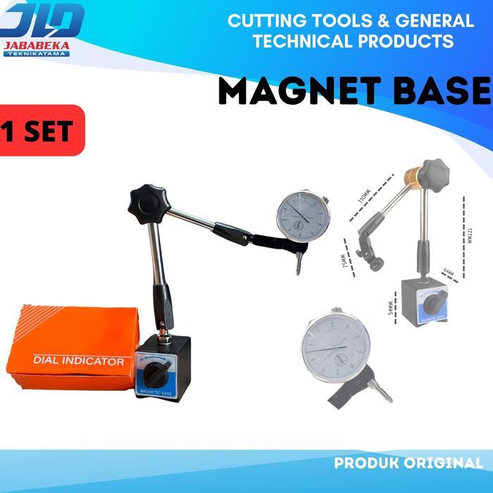 TERBARU Magnetic Base Stand Dial / Stang Dial Dudukan Dial 1 Set Magnetic Base + Dail Indicator