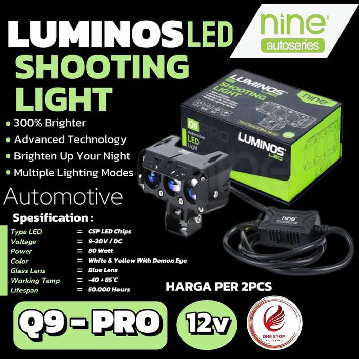 LAMPU TEMBAK Q9 / Q9 PRO / Q3S LUMINOS LED ORIGINAL - LAMPU SOROT BLUE LENS , DEVIL EYES ASLI NINE