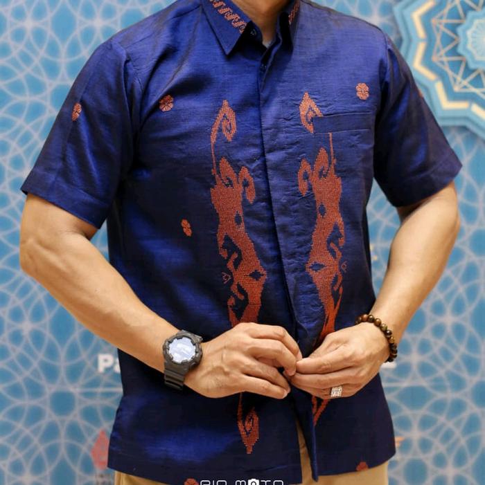 BAJU KEMEJA PRIA SONGKET SILUNGKANG SIAP PAKAI MOTIF BORNEO