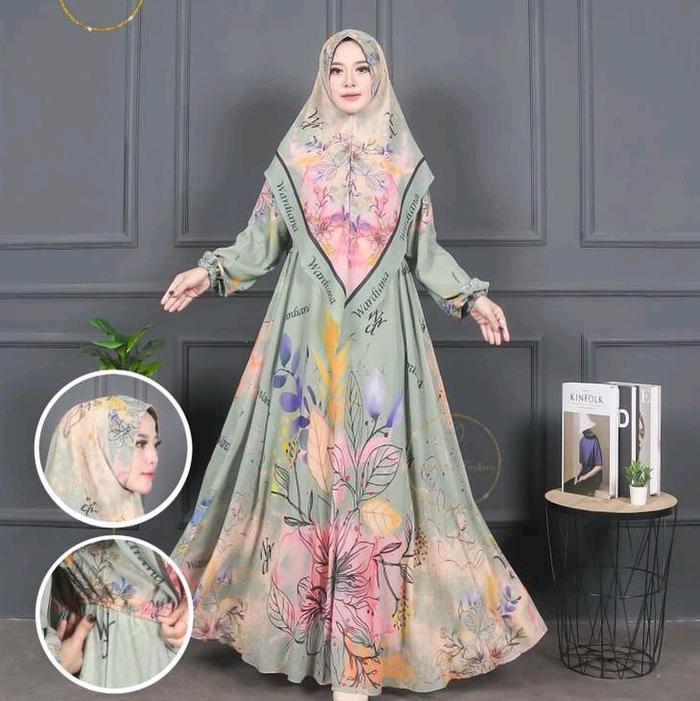 Mawar Berlian Syakira syar'i premium Gamis Muslim Ceruty Printing Syari