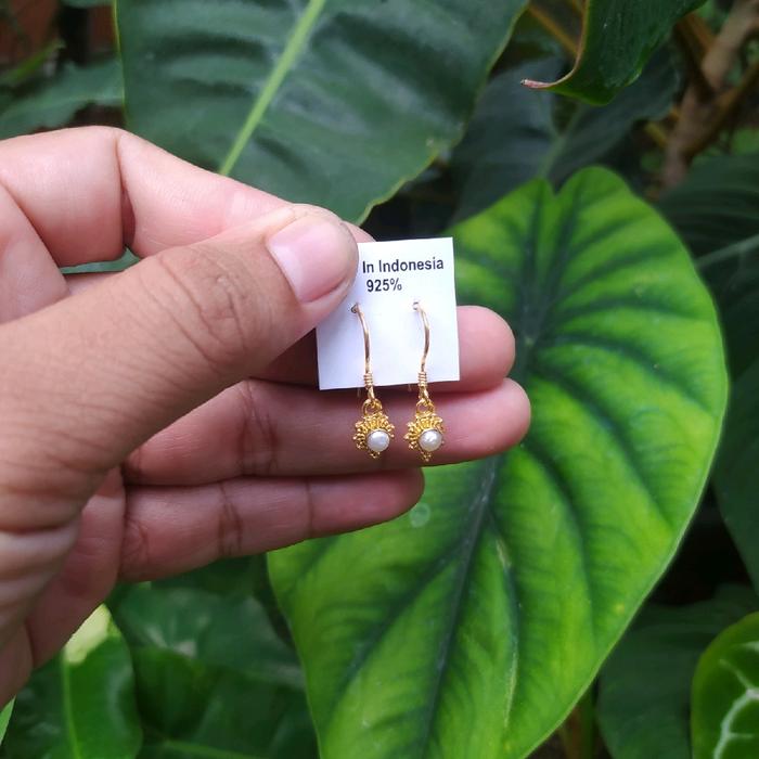 Anting Perak 925 Mutiara Gold Plated