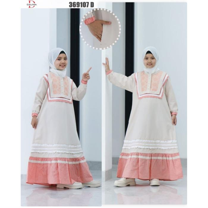 Gamis Anak Dalima Kids By Semut Katun Polos B Renda