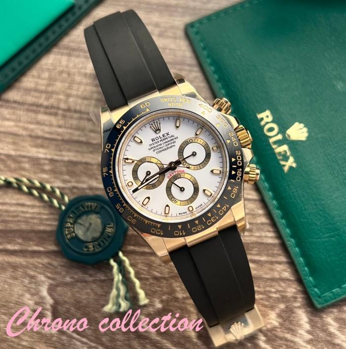 Jam TanganPriaRolexCosmograph Daytona Replica Watch White Dial 4130 40mm