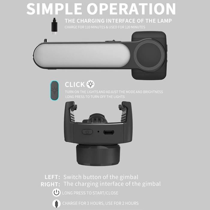 L09 Gimbal Stabilizer Selfie Stick Tripod with Fill Light Bluetooth