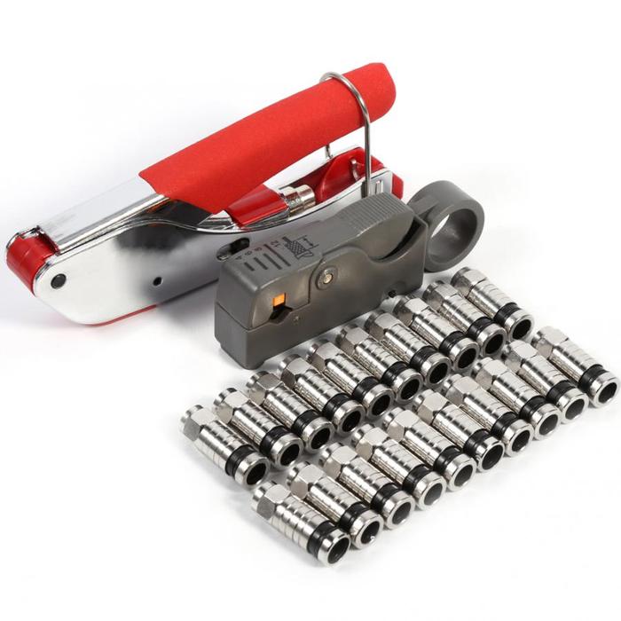 Tipe F Membujuk Kawat Crimper Tang Kompresi Alat Kit Kabel Stripper