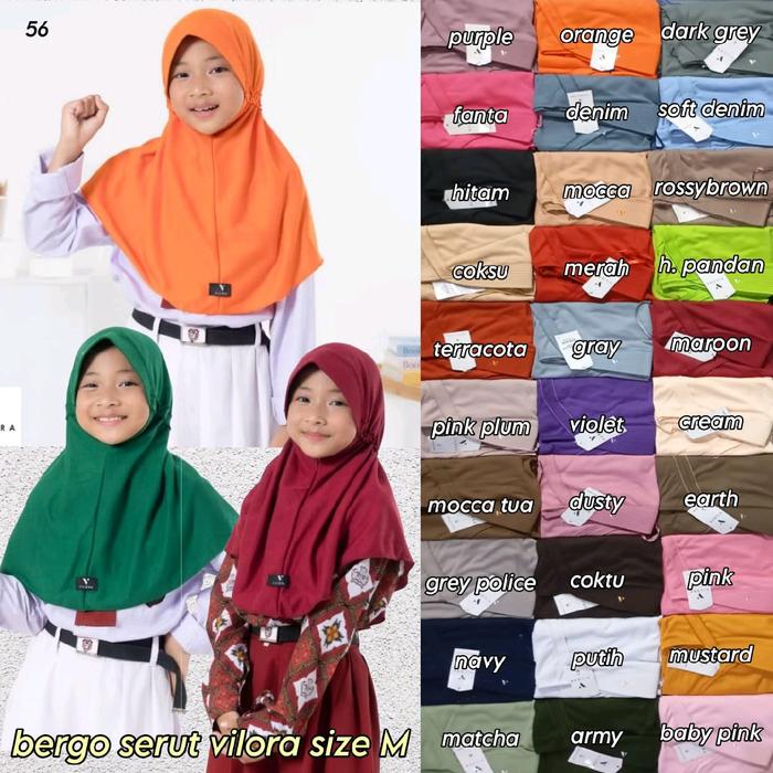 bergo serut vilora m / bergo serut sekolah vilora size m / jilbab serut sekolah vilora