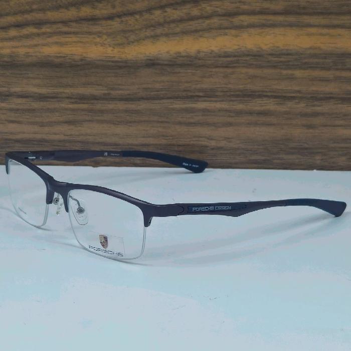 frame kacamata pria wanita half frame sporty porsche design P8199 dark brown
