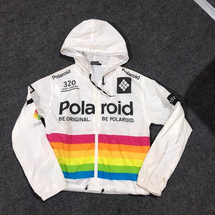 Polaroid Full print iconic Pantone rainbow stipe  Polyester hoodie jacket  Size M  Fast Respons