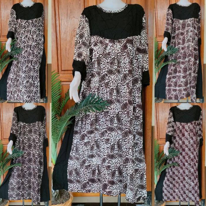 Daster Huza Pretty Jumbo Daster Panjang Lengan Panjang Resleting Depan Ukuran XXXL