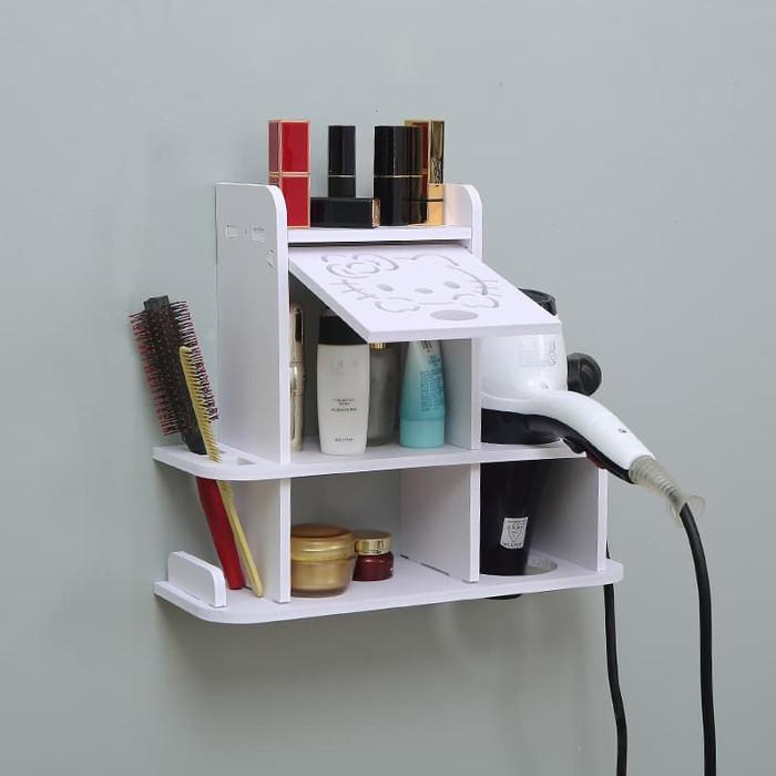 Rak Dinding holder hairdryer & Tempat kosmetik multifungsi - MH566