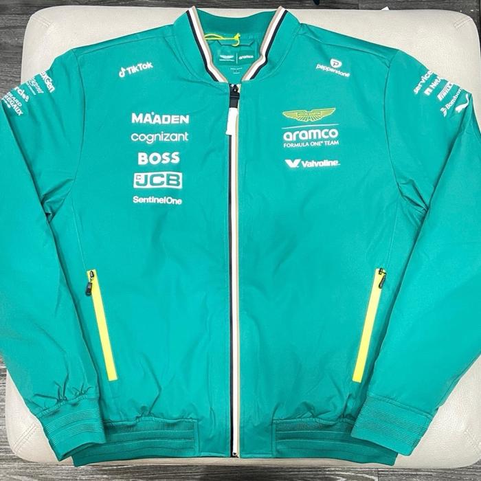 Aston martin f1 aramco x boss official merch bomber jacket